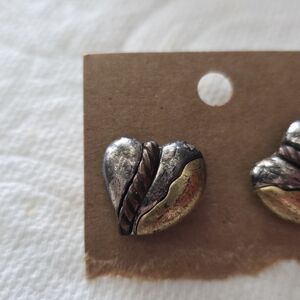 Chico's Silver and Gold Heart Earrings